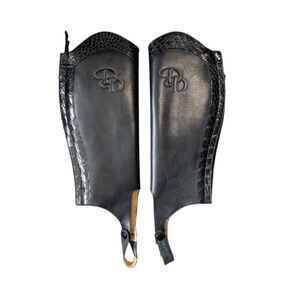 Der Dau Black Italian Alligator Leather Half Chaps Riding Equestrian Narrow